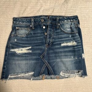 American Eagle Distressed Denim Mini Skirt